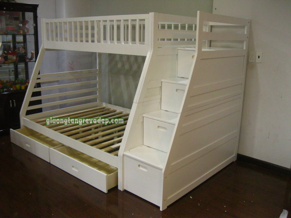 Giường tầng trẻ em bằng gỗ có ngăn kéo K.Bed 192