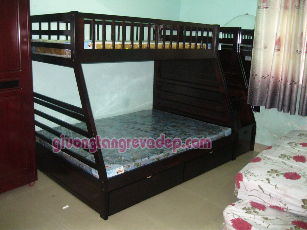 Giường tầng trẻ em bằng gỗ có ngăn kéo K.Bed 192